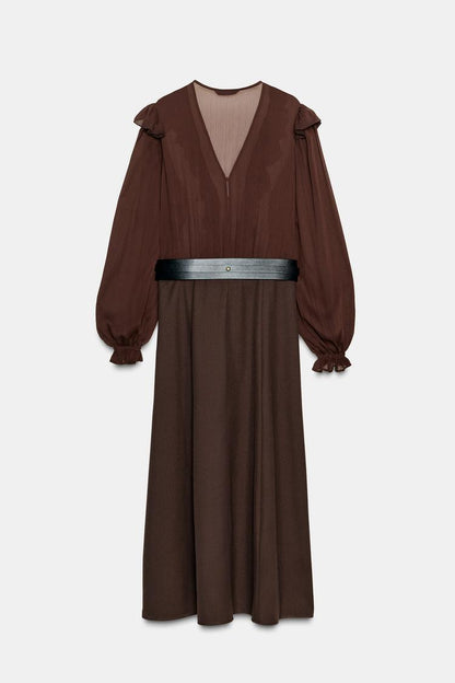 Zara Midi Dress With Constrasting Belt