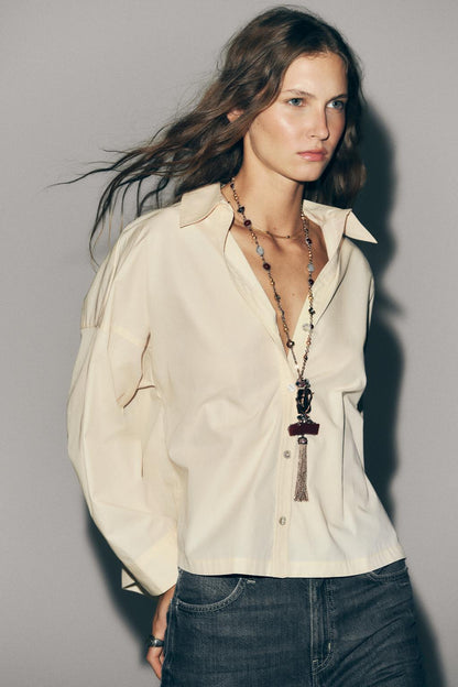 Zara Cropped Organic Cotton Twill Shirt