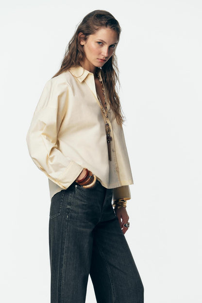 Zara Cropped Organic Cotton Twill Shirt
