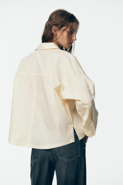 Zara Cropped Organic Cotton Twill Shirt