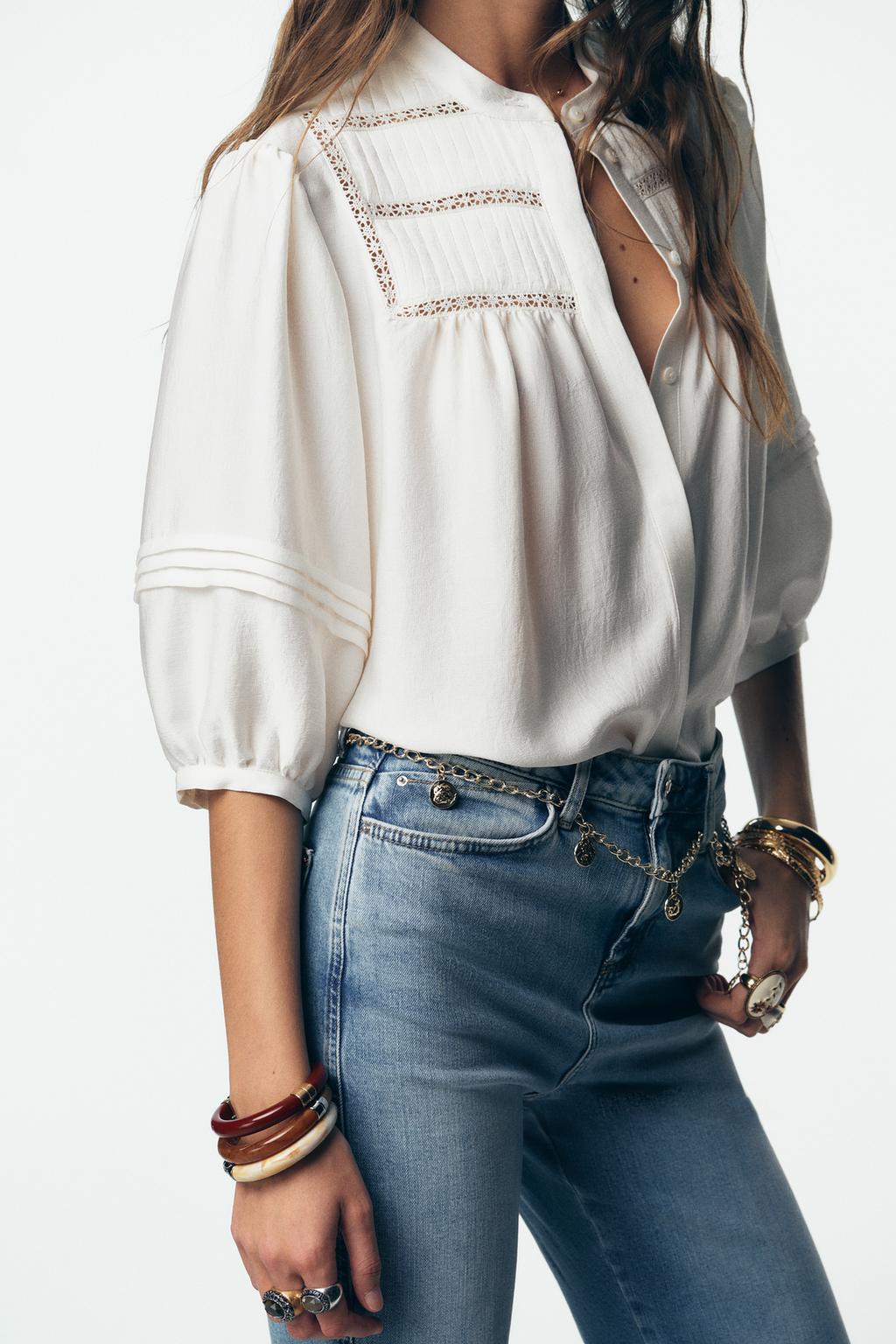 CREPE PINTUCK BLOUSE White