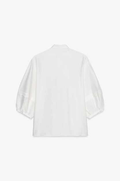 CREPE PINTUCK BLOUSE White