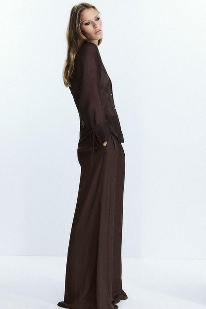 Semi-Sheer Shirt With Ties