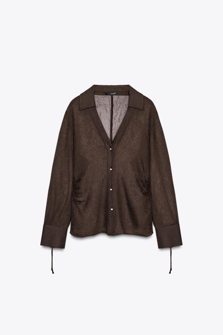 Semi-Sheer Shirt With Ties