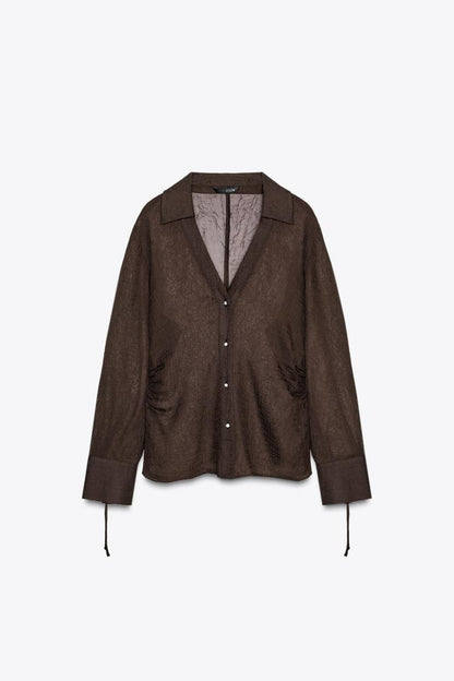 Semi-Sheer Shirt With Ties