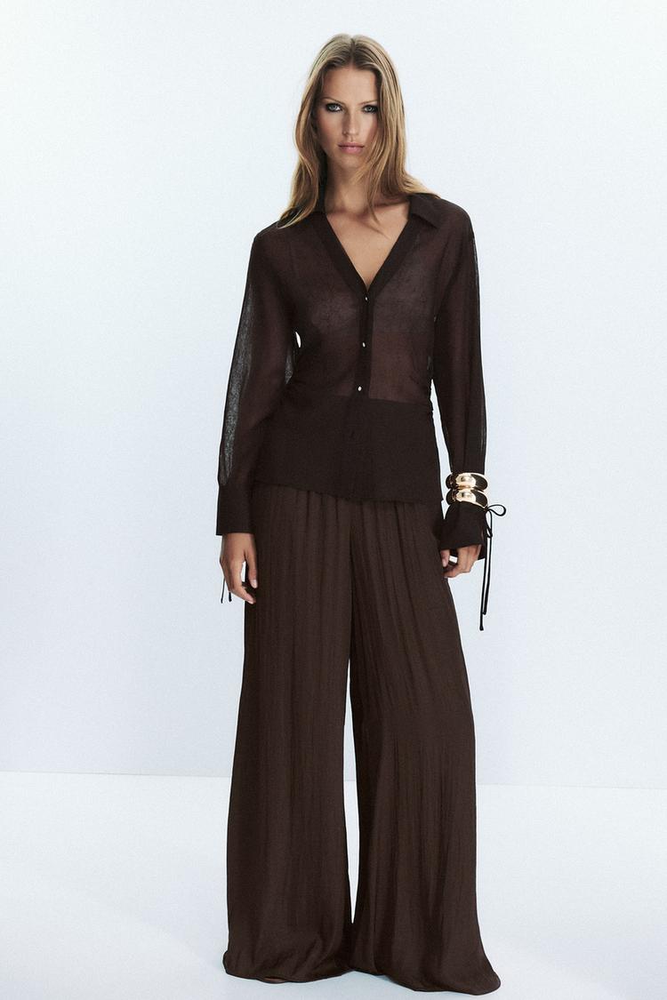 Semi-Sheer Shirt With Ties