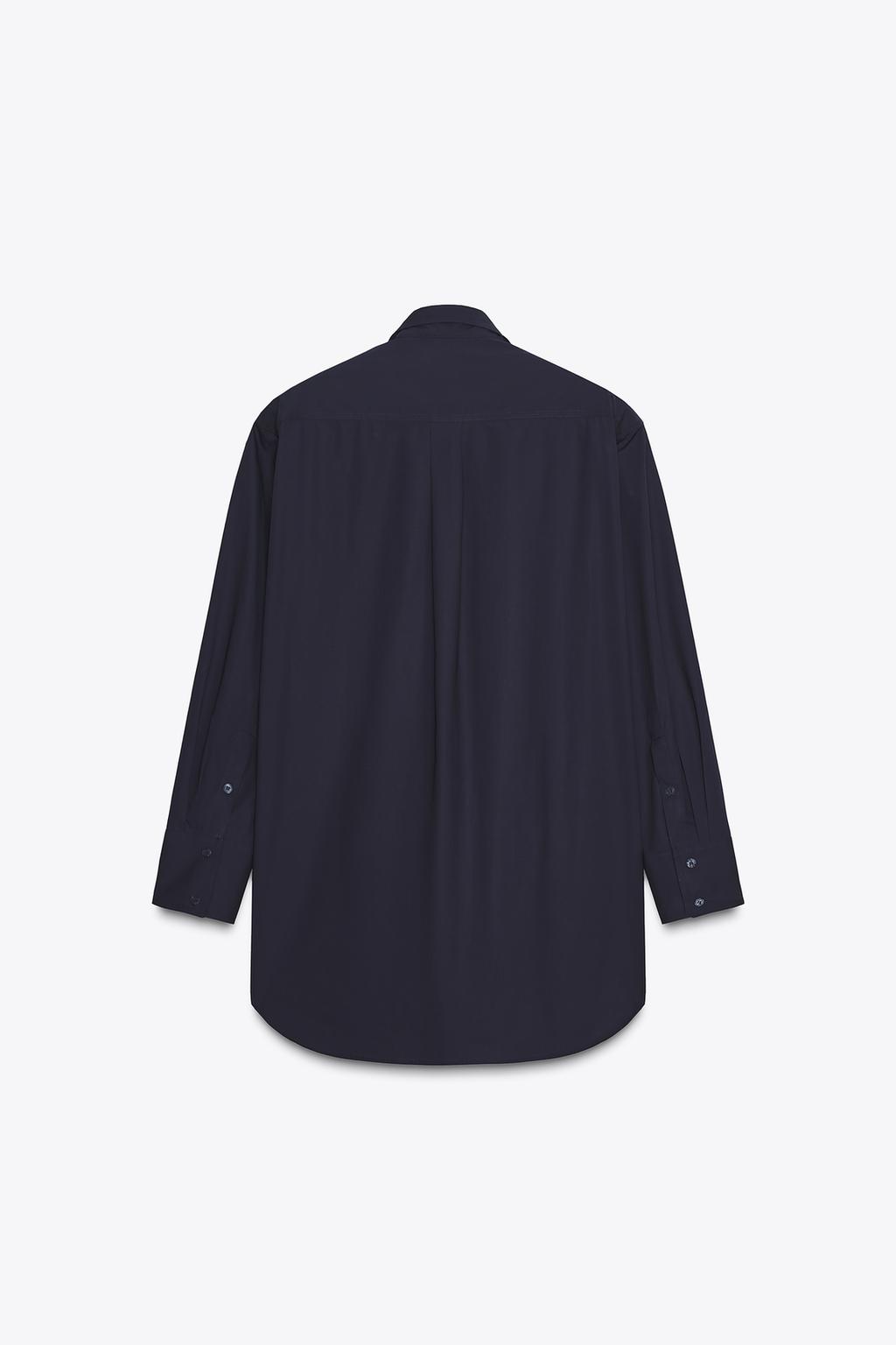 POPLIN SHIRT WITH SHOULDER PADS Navy