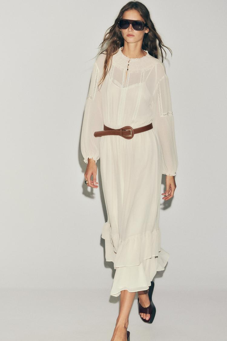 Zara Cotton Gauze Dress With Belt