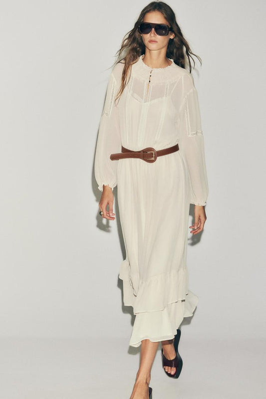 Zara Cotton Gauze Dress With Belt