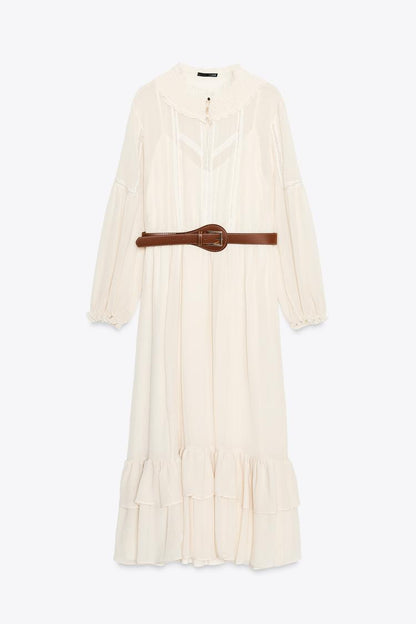 Zara Cotton Gauze Dress With Belt