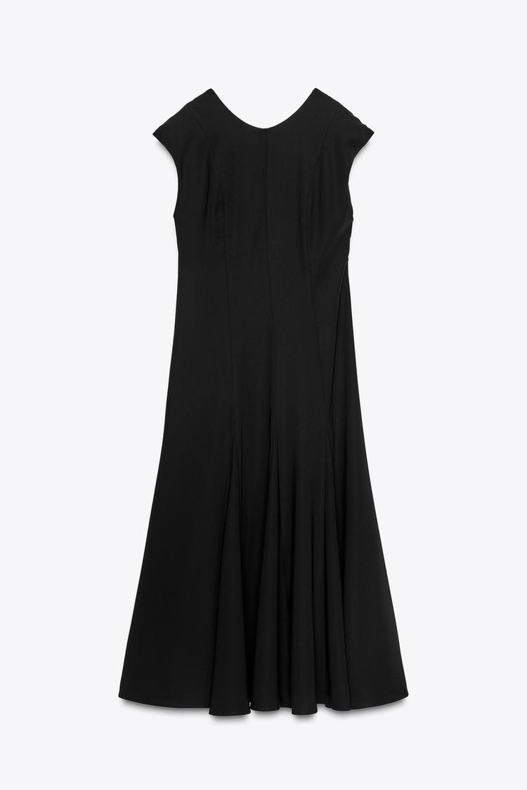 Zara Crepe Long Dress In Black