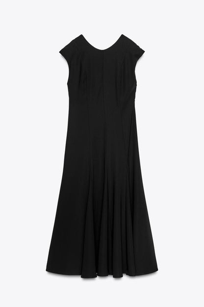 Zara Crepe Long Dress In Black