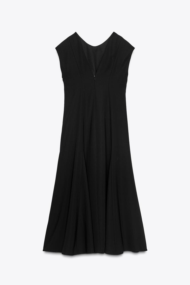 Zara Crepe Long Dress In Black