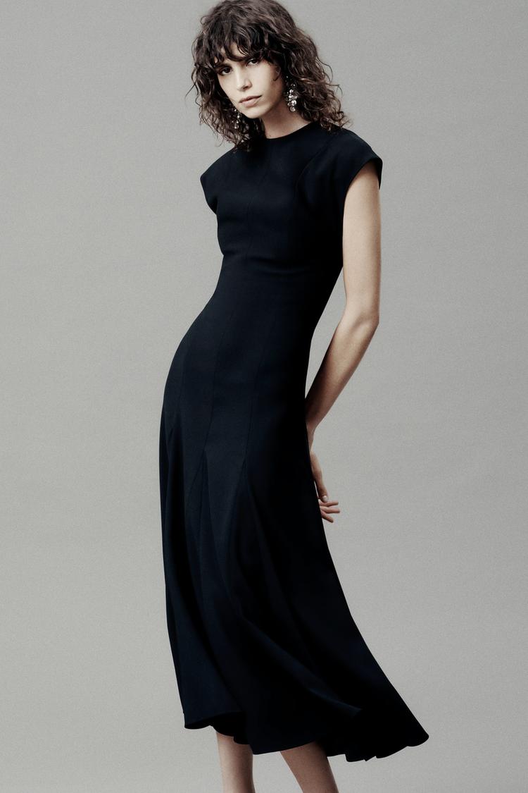 Zara Crepe Long Dress In Black
