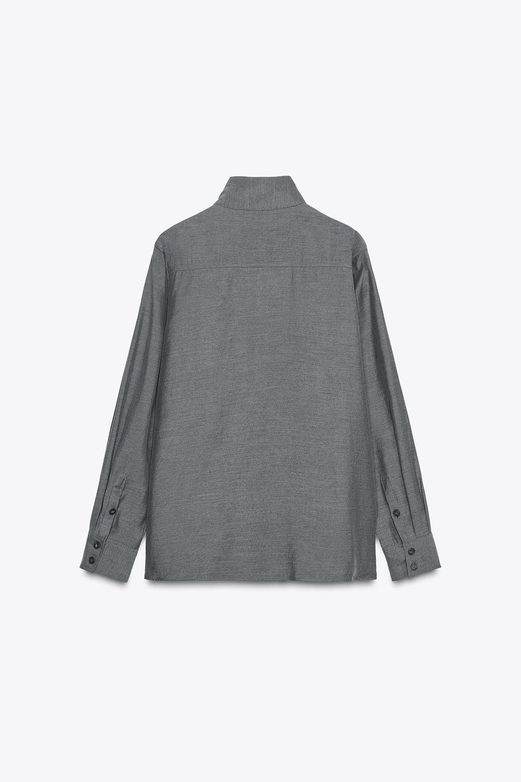 FLOWING HIGH NECK SHIRT Grey