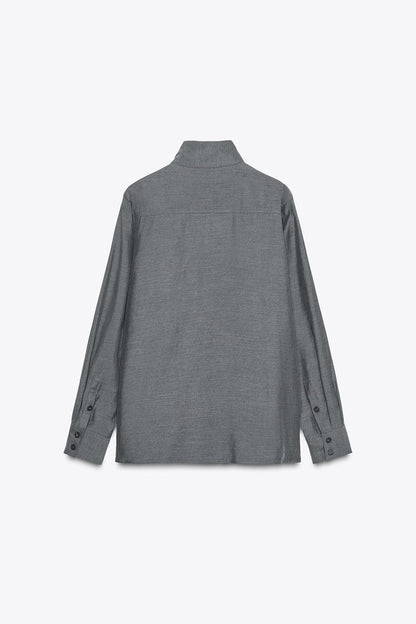 FLOWING HIGH NECK SHIRT Grey