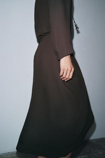 Zara Draped Dress In Dark Brown