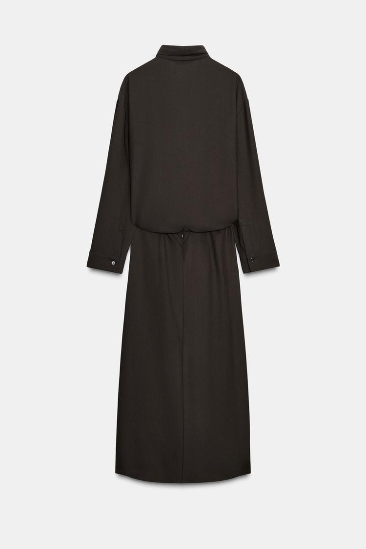 Zara Draped Dress In Dark Brown