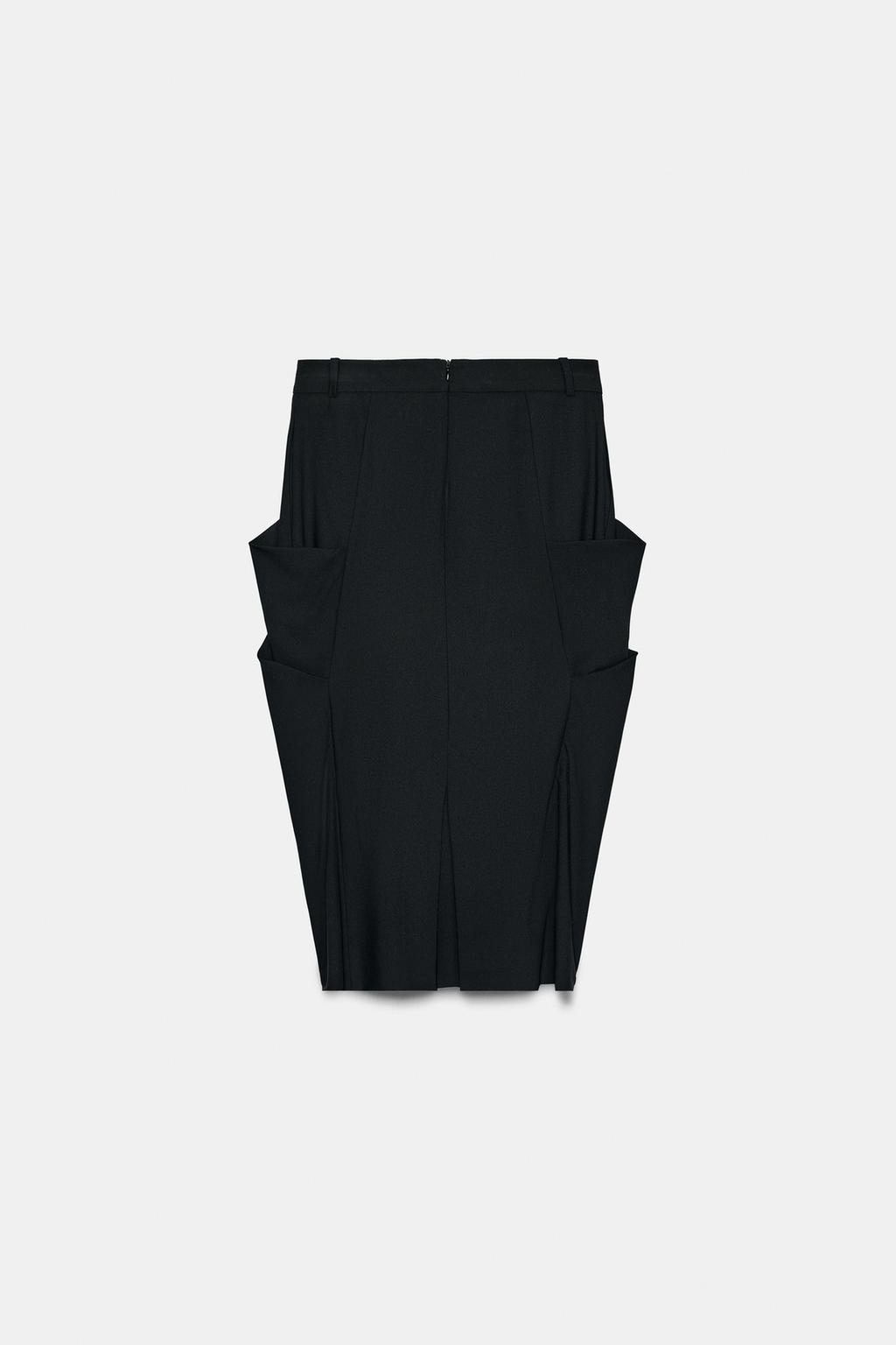 Draped Design With A Front Slit Black Skirt