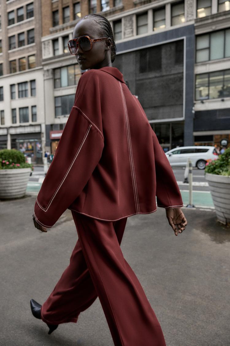 Zara Shirt With Contrast Topstitching