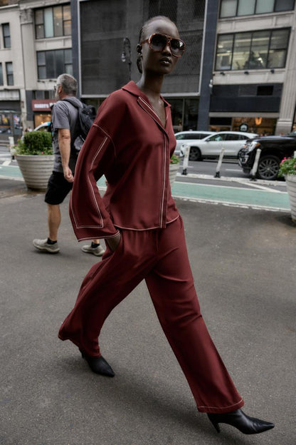 Zara Shirt With Contrast Topstitching