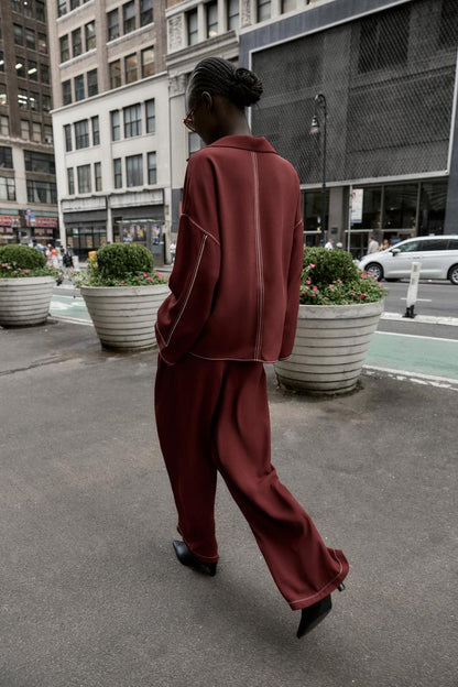 Zara Shirt With Contrast Topstitching