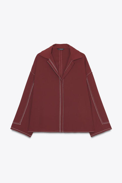 Zara Shirt With Contrast Topstitching