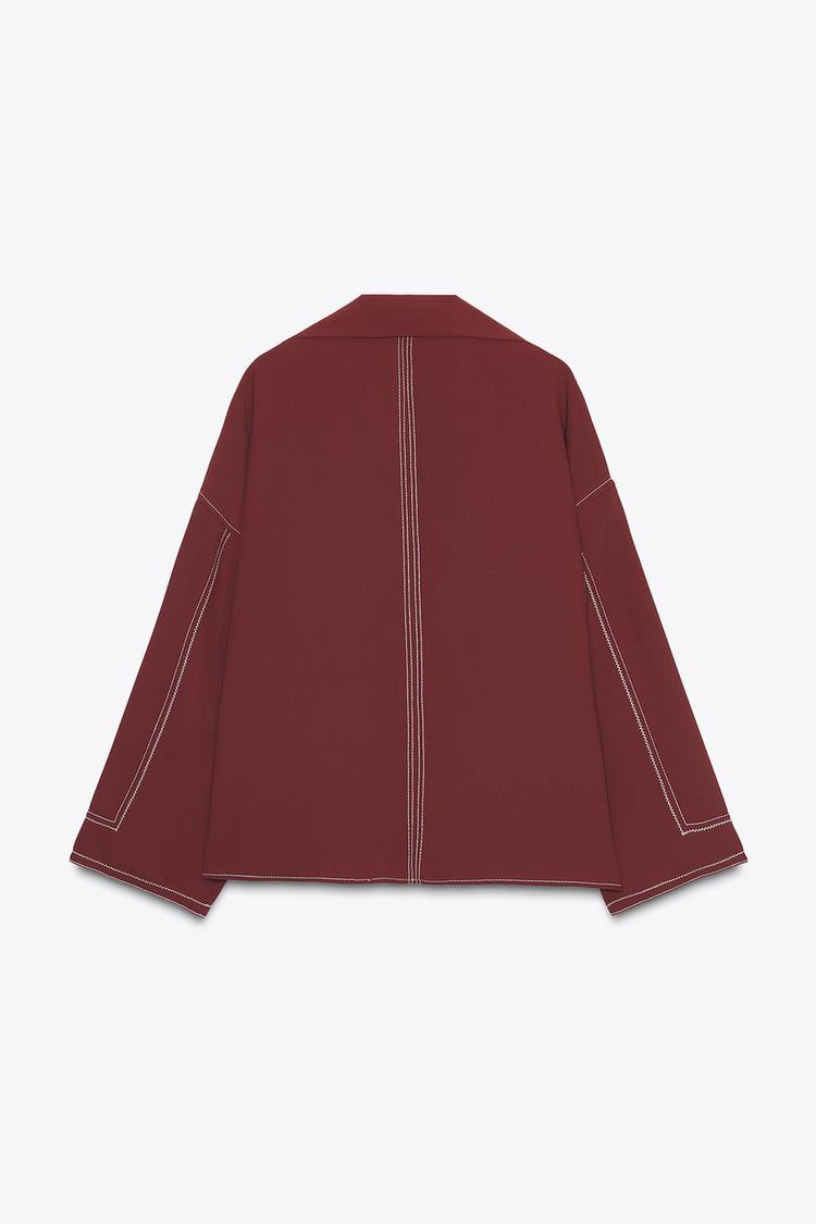 Zara Shirt With Contrast Topstitching