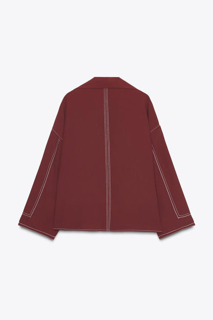 Zara Shirt With Contrast Topstitching