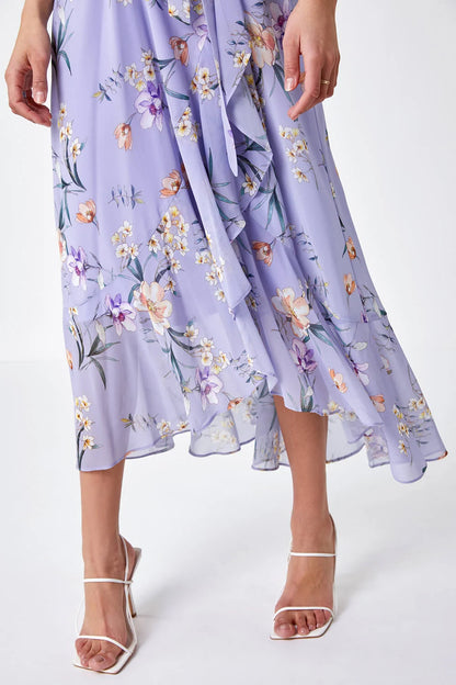 Lilac Chiffon Wrap Maxi Dress