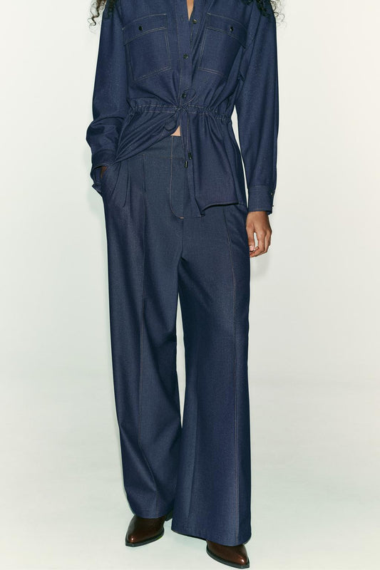 Zara Stitch Wide Leg Trouser