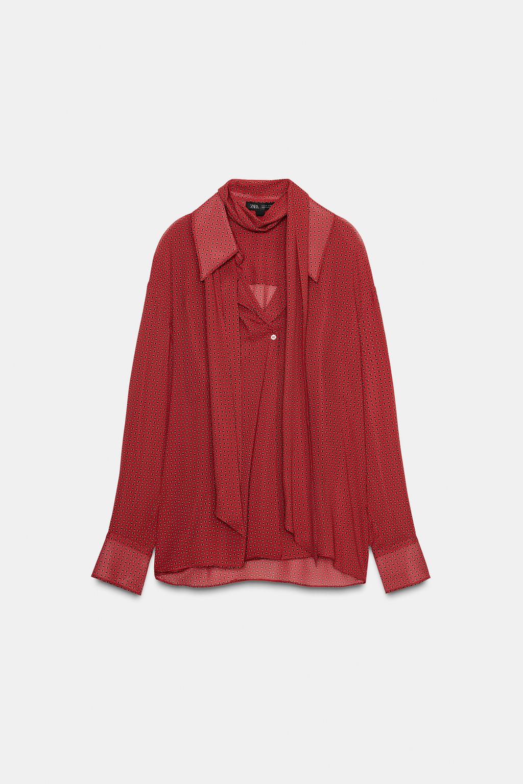 Tie Neck Long Sleeve Blouse