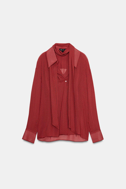 Tie Neck Long Sleeve Blouse