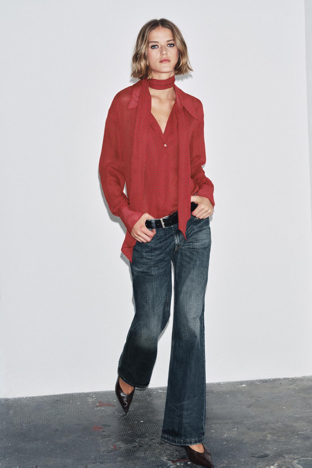 Tie Neck Long Sleeve Blouse