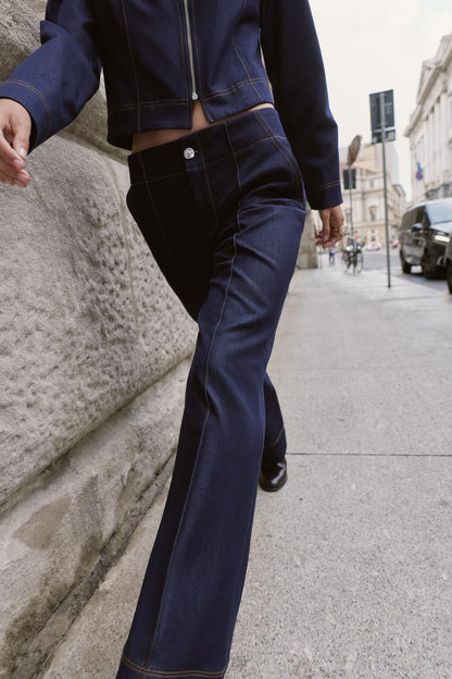 Bootcut Trouser With Contrast Topstitching