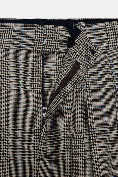 Check Wide Leg Trouser With Drape