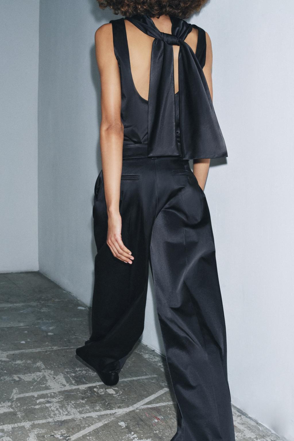 Zara Satin Trouser With Darts