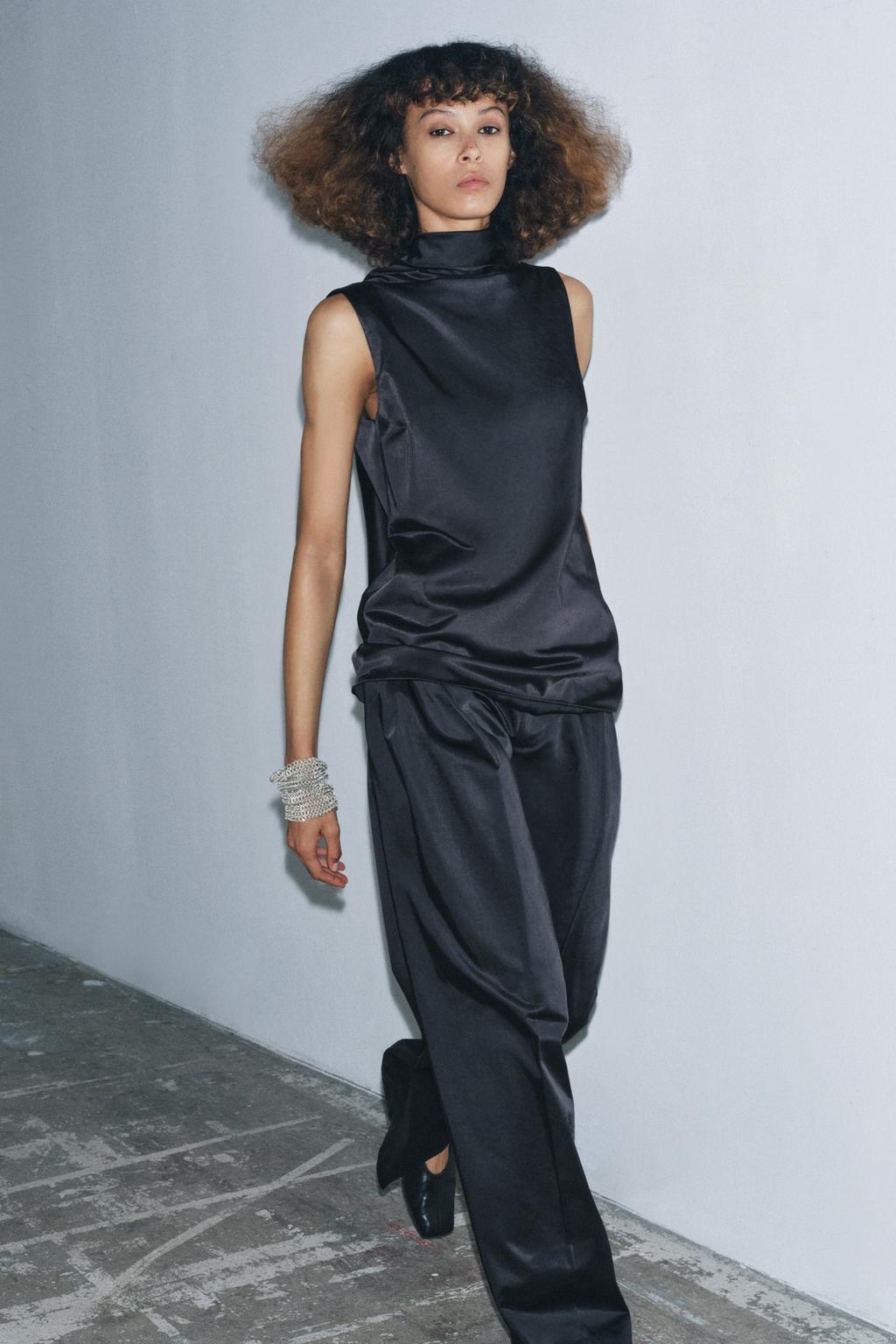 Zara Satin Trouser With Darts