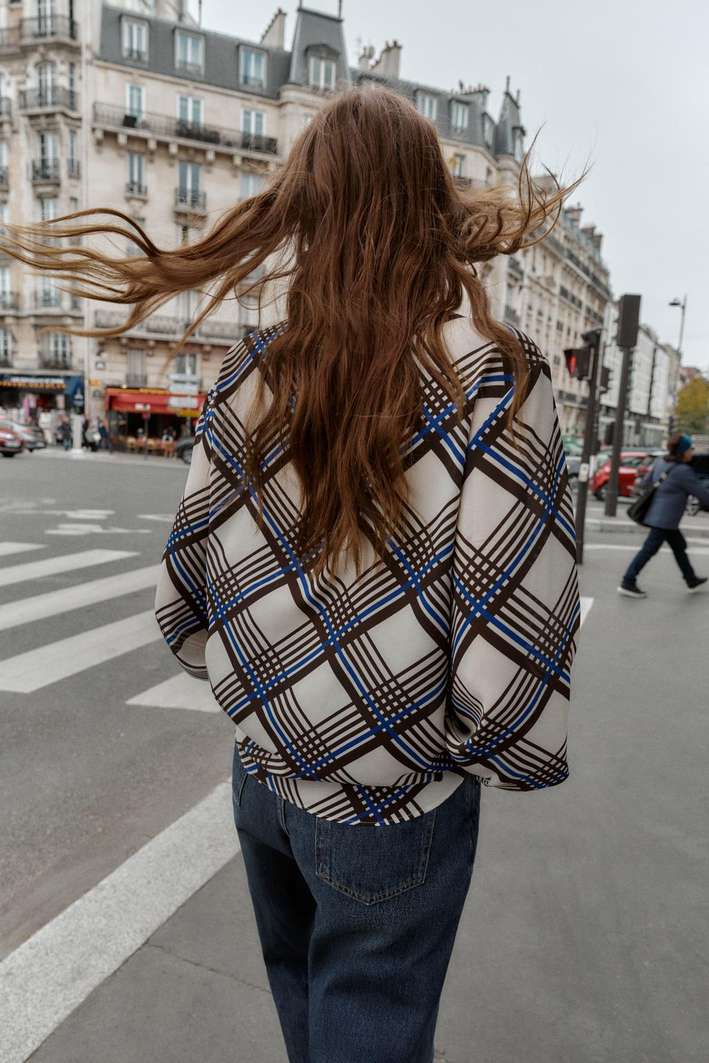 CHECK SHIRT WITH HIGH NECK