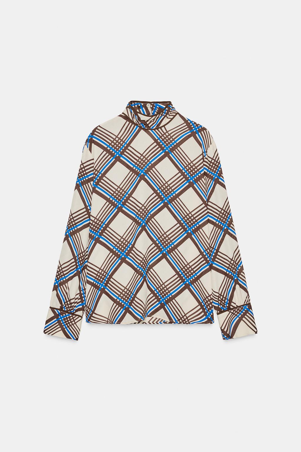 CHECK SHIRT WITH HIGH NECK