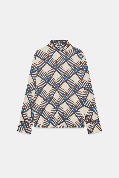 CHECK SHIRT WITH HIGH NECK
