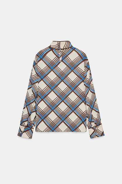 CHECK SHIRT WITH HIGH NECK