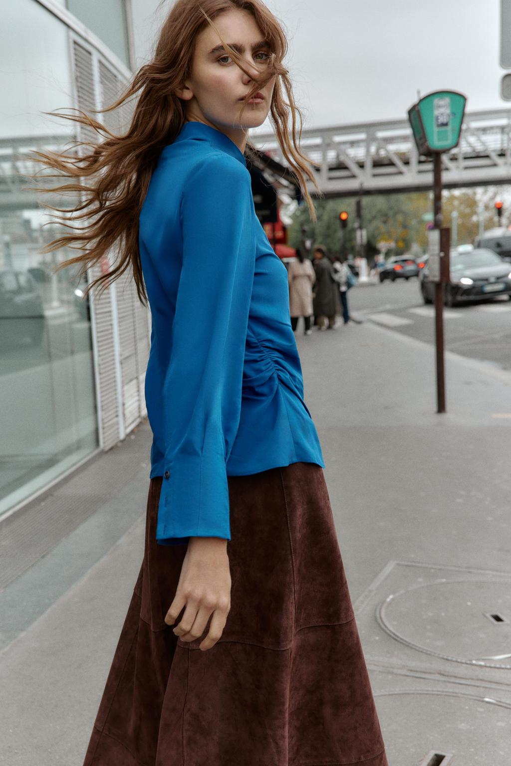 Zara Draped Blouse Shirt