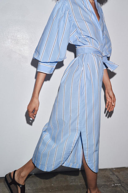ZW Collection Striped Dress With Belt
