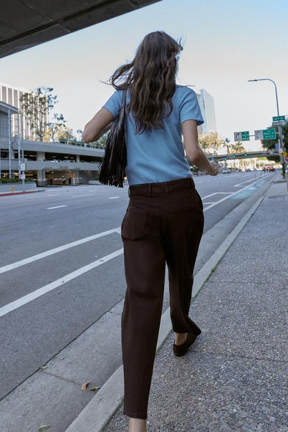 Balloon Trouser With Darts Brown