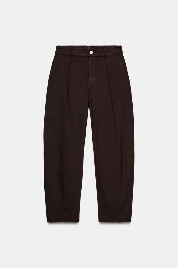Balloon Trouser With Darts Brown