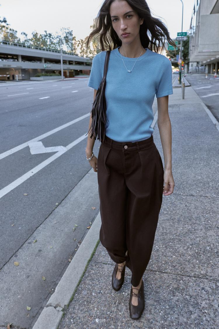 Balloon Trouser With Darts Brown