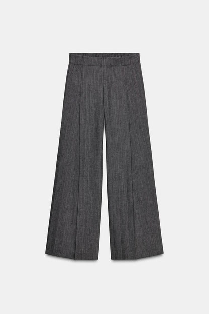 ZW Collection Wool Trouser In Grey Marl