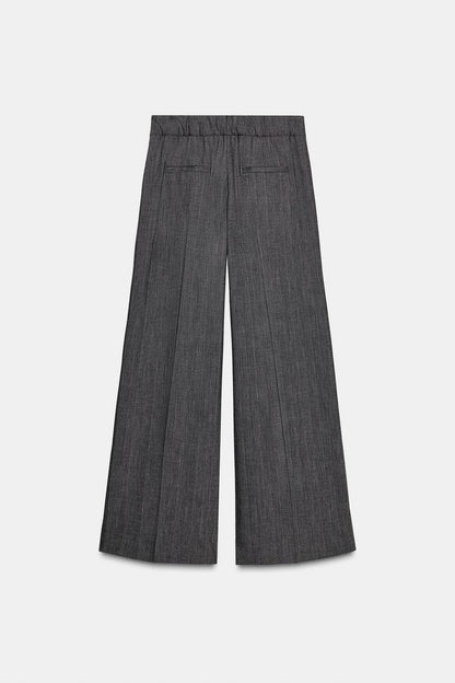 ZW Collection Wool Trouser In Grey Marl
