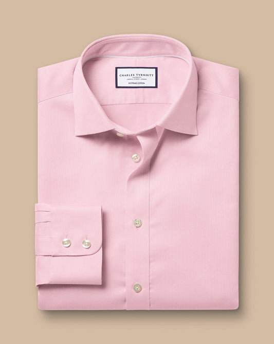 Semi Cutaway Collar Egyptian Cotton Windsor Weave Slim Fit Shirt- Pink